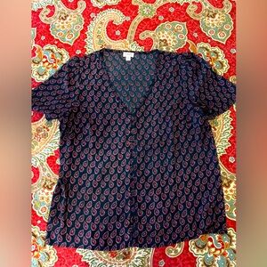 J Crew silky top with cute paisley design